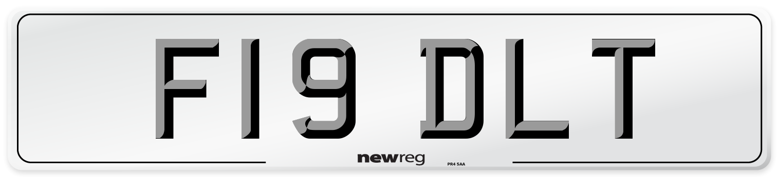 F19 DLT Number Plate from New Reg